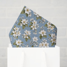 Papel De Seda Elegante Flor de Blossom Azul