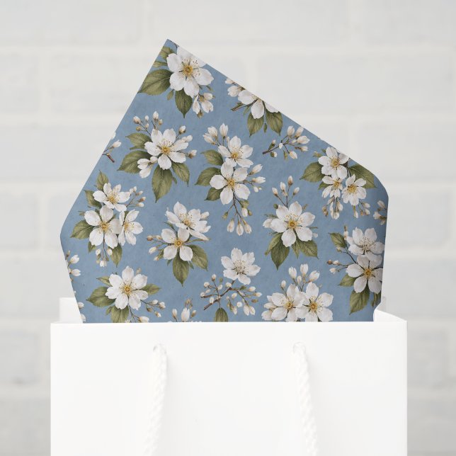 Papel De Seda Elegante Flor de Blossom Azul (Sacola de presentes)