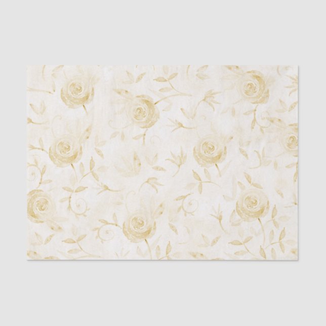 Papel De Seda Elegante Flor Rosa Amarelo Padrão (Frente )