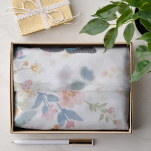 Papel De Seda elegante Flor Silvestre Verde Boho Monograma Em Fl