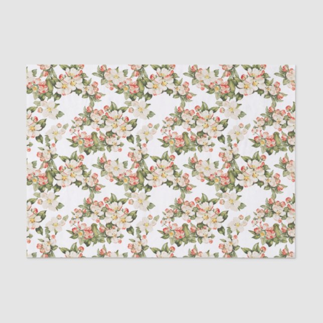 Papel De Seda Elegante Floral Branco (Frente )
