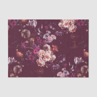 Papel De Seda Elegante Floral Burgundy Escuro Vintage Sombrio 