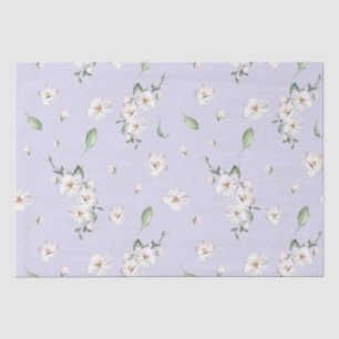 Papel De Seda Elegante Floral em Aquarela de Primavera Azul-Viol