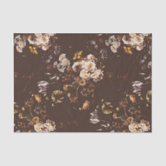 Papel De Seda Elegante Floral Marrom Escuro Vintage Mal-humorado