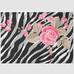 Papel De Seda Elegante Floral Silver Tiger