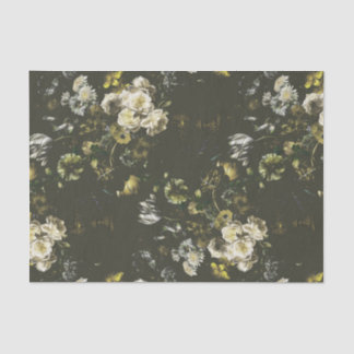 Papel De Seda Elegante Floral Verde Escuro Vintage Sombrio 