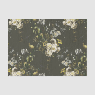 Papel De Seda Elegante Floral Verde Escuro Vintage Sombrio 