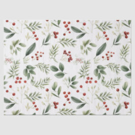 Papel De Seda Elegante folhagem de Natal & Frutas Vermelhas Feri