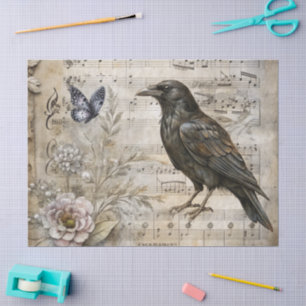 Papel De Seda Elegante Girly Victorian Ephemera Florals & Raven