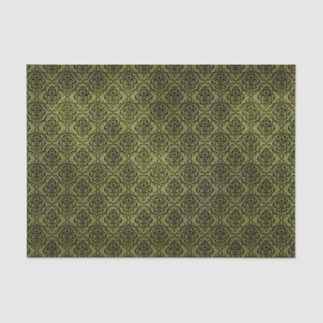 Papel De Seda Elegante Green Damask (Frente )