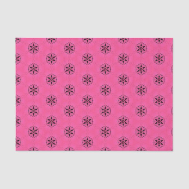 Papel De Seda Elegante Hot Pink Geométrico Patterno Girly Chic (Frente )