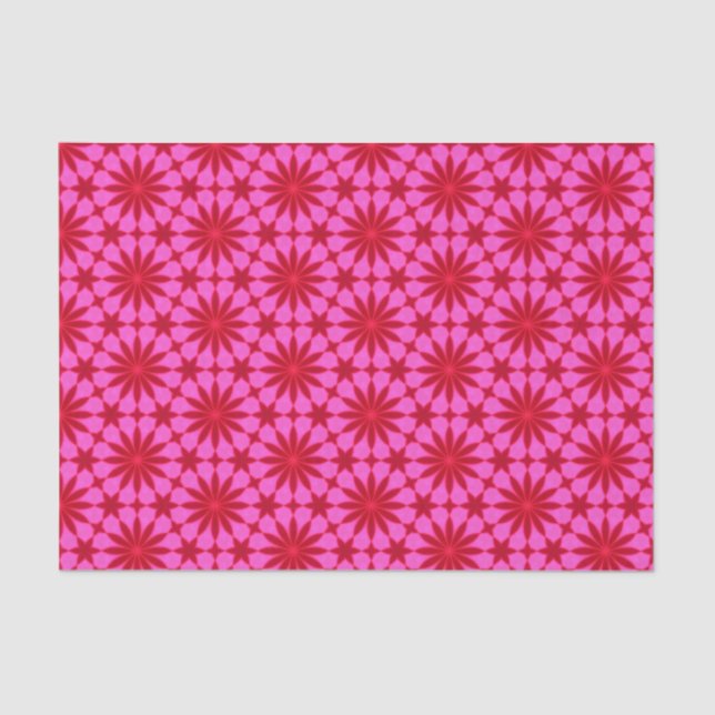Papel De Seda Elegante Hot Pink Geométrico Patterno Girly Chic (Frente )