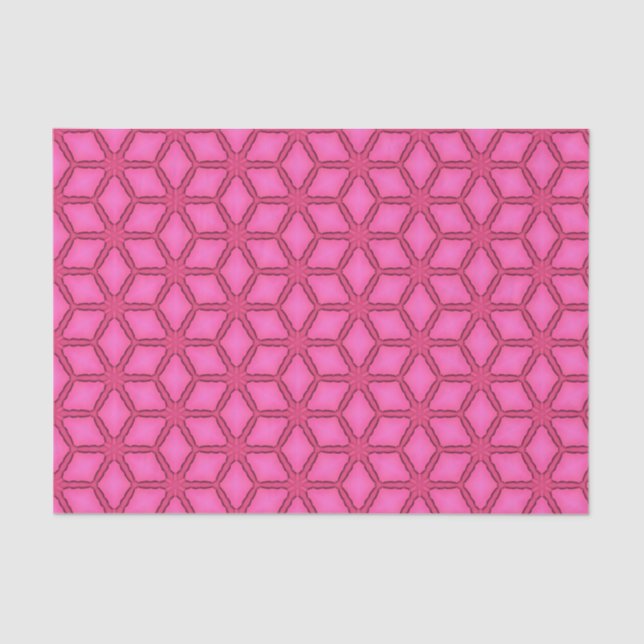 Papel De Seda Elegante Hot Pink Geométrico Patterno Girly Chic (Frente )
