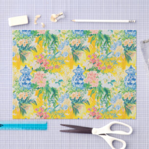 Papel De Seda Elegante jarra de gengibre e padrão de flores
