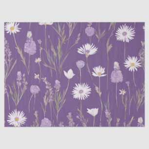 Papel De Seda Elegante Lavendar White Boho Wildflower Floral