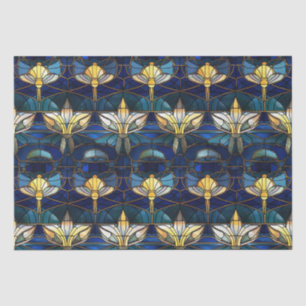 Papel De Seda Elegante Lótus Dourado Padrão de Vidro Pintado Fal