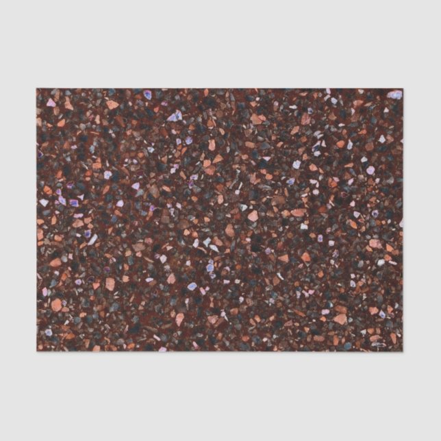 Papel De Seda Elegante Marrom-Preto-Marrom-Terrazzo (Frente )