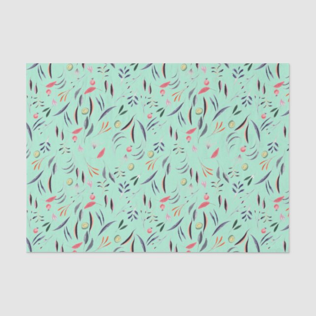 Papel De Seda Elegante Mint Green FLORAL DECOUPAGE (Frente )
