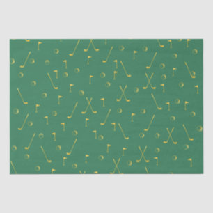 Papel De Seda Elegante Moderno Dourado Golfe Padrão Verde
