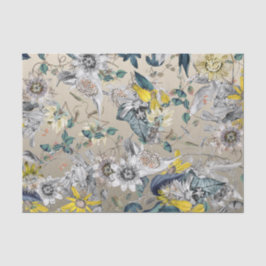 Papel De Seda Elegante Moderno Vintage Cinza Dourada Amarelo