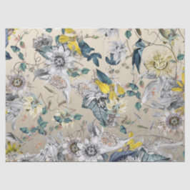 Papel De Seda Elegante Moderno Vintage Cinza Dourada Amarelo