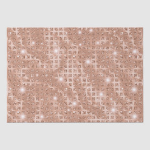Papel De Seda Elegante Mosaico em Dourado Rosa com Brilho Metáli