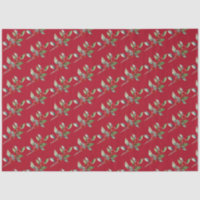 Elegante Natal Aquarela Verde Botânico Vermelho