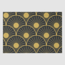Elegante padrão de sol em dourado Art Deco sobre p