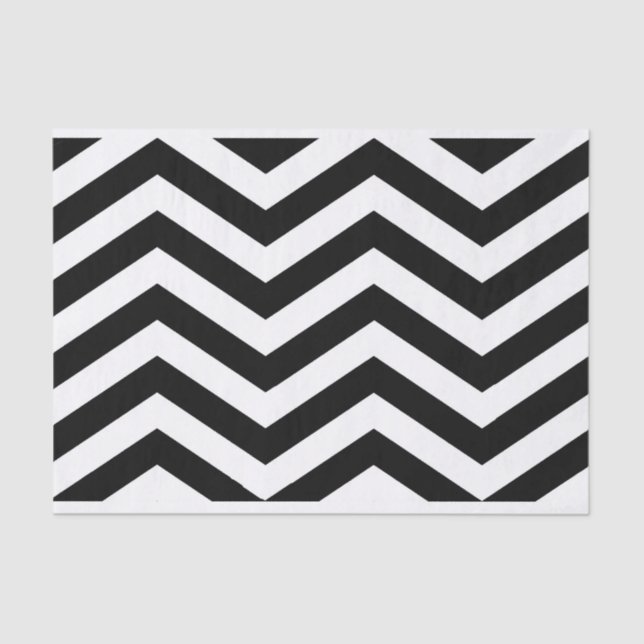 Papel De Seda Elegante Papel-chave Chevron branco-preto (Frente )