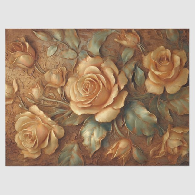 Papel De Seda Elegante para pintura de ouro, rosas franceses (Frente )