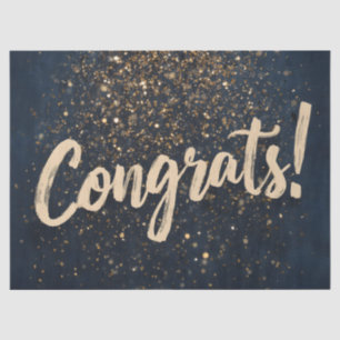 Papel De Seda Elegante "Parabéns!" Saudação com o Ouro Confetti