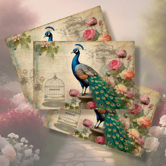 Papel De Seda Elegante Peacock Birdcage - Dissociação Floral Eph (Criador carregado)