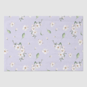 Papel De Seda Elegante Periwinkle Primavera Watercolor Floral