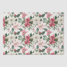 Papel De Seda Elegante Pink Poinsettias Natal