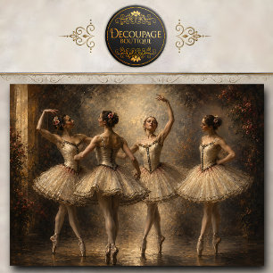 Papel De Seda Elegante Quarteto de Bailarinas de Balé Decoupage