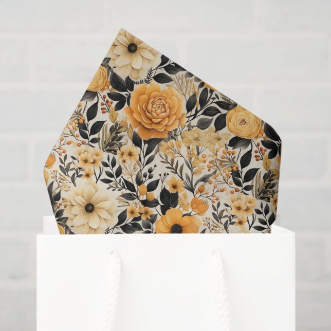 Papel De Seda Elegante Queda Floral (Sacola de presentes)