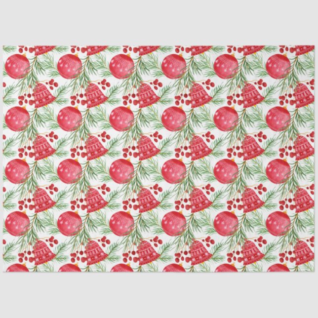 Papel De Seda Elegante Red Bells Fir Bauble Christmas (Frente )