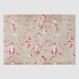 Papel De Seda Elegante Red Cupid Angels Floral Toile Kraft