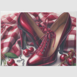 Papel De Seda Elegante Red High Heels com Cereja