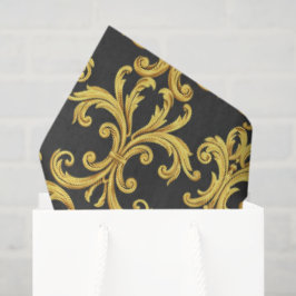Papel De Seda Elegante Renascimento Rococó Dourado e Barroco em 