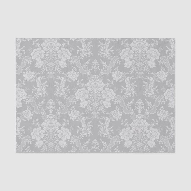 Papel De Seda Elegante Romântico Cinza Floral Chic (Frente )
