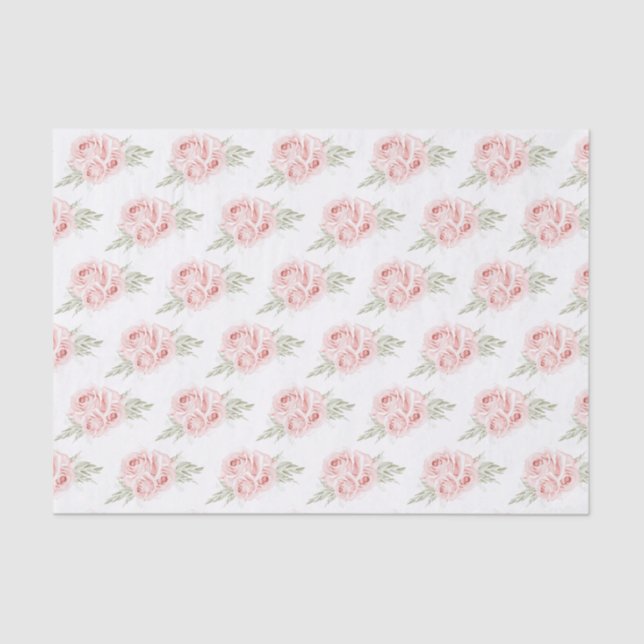 Papel De Seda Elegante Rosa Bege Floral (Frente )