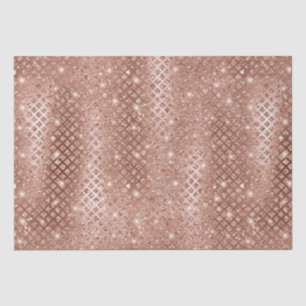 Papel De Seda Elegante Rosa Dourado Diamantes Brilho Metálico