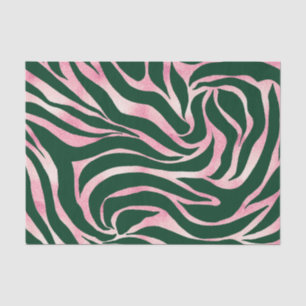 Papel De Seda Elegante Rosa Verde Dourada Zebra