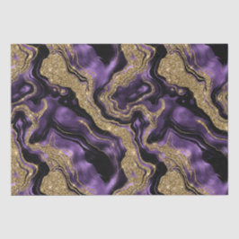 Papel De Seda Elegante Roxo & Dourado Brilho Ágata Aniversário