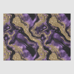 Papel De Seda Elegante Roxo & Dourado Brilho Ágata Aniversário