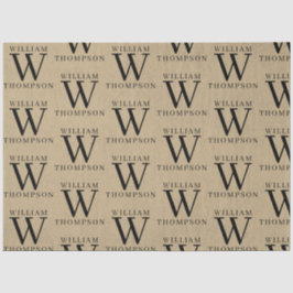 Papel De Seda Elegante Rustic Kraft Monogrammed