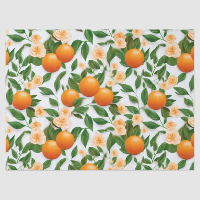 Papel De Seda Elegante Valencia Orange Floral (Frente )