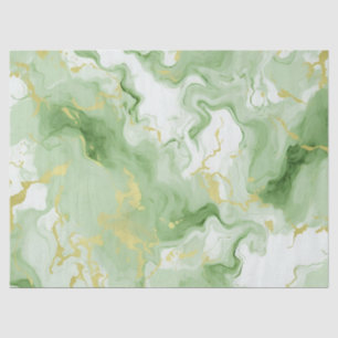 Papel De Seda Elegante Verde Marble Faux Efeito Luminoso Dourado