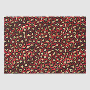 Papel De Seda Elegante Vermelho & Dourado Manchas de Leopardo Sa